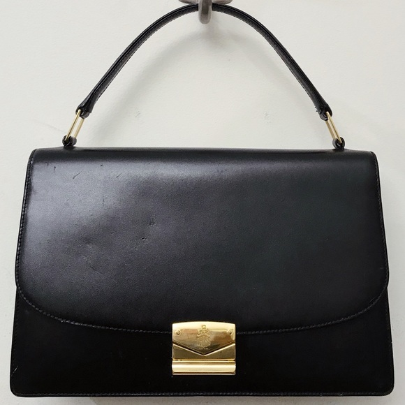 Mark Cross Black Leather Minimal Chic Top Handle Classic Leather Bag - Picture 1 of 8